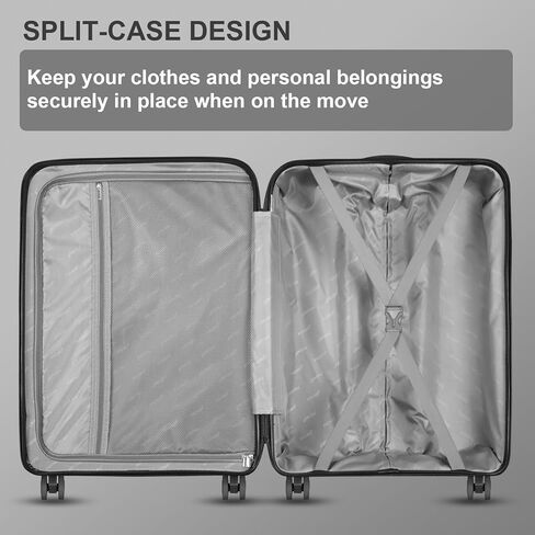 شنطة حمل بهيكل صلب للرجال والنساء من فوشير، شنطة بعجلات صلبة مقاس 22 × 14 × 9 معتمدة من شركات الطيران مع عجلات دوارة، اسود نقي in Kuwait