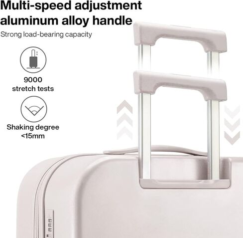 Carry on Luggage, Mixi Suitcase Spinner Wheels Luggage Hardshell Lightweight Rolling Suitcases PC with Cover & TSA Lock for Business Travel, Off White（Slight Pink）, 20in carry on in Kuwait