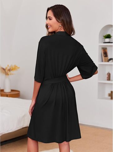 Ekouaer Robes for Women Short Knit Bathrobe Lightweight Soft Knit Sleepwear Casual Ladies Loungewear in Saudi Arabia