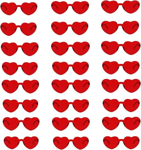 24 Pack Heart Rimless Sunglasses Love Glasses for Valentine's Day St Patrick's Day Easter Party Favors in Saudi Arabia