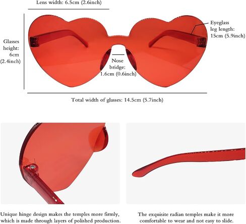 24 Pack Heart Rimless Sunglasses Love Glasses for Valentine's Day St Patrick's Day Easter Party Favors in Saudi Arabia