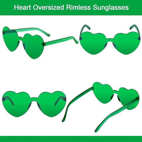 24 Pack Heart Rimless Sunglasses Love Glasses for Valentine's Day St Patrick's Day Easter Party Favors in Saudi Arabia