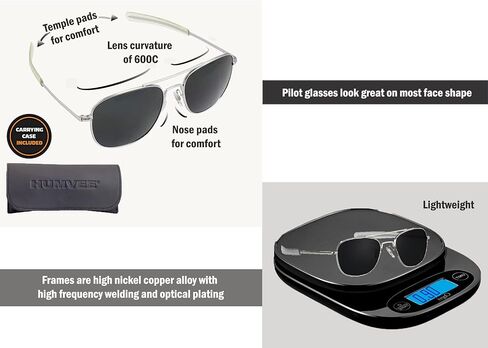 أزياء النظارات الشمسية العسكرية السوداء in Kuwait