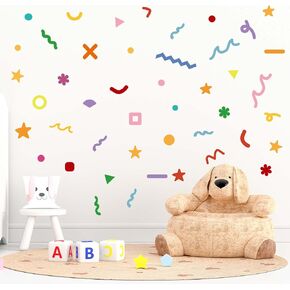 JIABEIUS Colorful Sprinkle Confetti Wall Stickers, Wall Decals Peel and Stick DIY Simple Line Graphics Wall Decals for Girls Bedroom, Nursery, Living Room, Playing Room