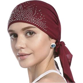 Women Crystal Muslim Turban Hat Stretchy Head Wrap Beanie Islamic Bandana Turban Cap Hijabs Head Skull Cap Headscarf Hat
