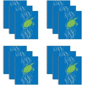 دفاتر ملاحظات بتصميم حلزوني كبير من الورق الجديد، حزمة من 12 قطعة، تصميم السلاحف البحرية، 11 بوصة × 9 بوصة 70 ورقة مثقوبة، صفحات مسطرة جامعية معاد تدويرها بنسبة 100%، نباتية، صنع في الولايات المتحدة الأمريكية in Kuwait