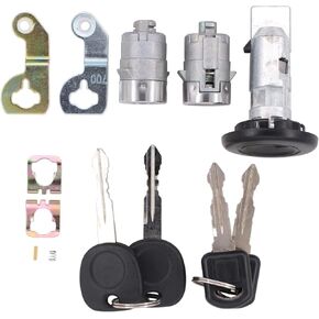 MOTOKU Set of 3 Ignition Switch Door Lock Cylinder w/Keys for Chevrolet Avalanche Blazer Silverado Suburban Tahoe for GMC Sierra 2001-2007