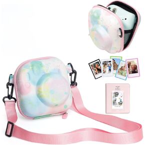 CAIYOULE Camera Case for Fujifilm Instax Mini 12/11/ SE/99/90/7+ Evo fuji Instant Camera Bag and Mini 3 inch Photo Album and Magnetic Pocket Picture Frame ，No Camera，Black