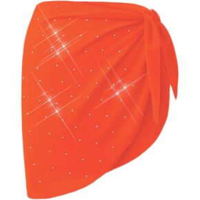 Swimsuit Cover Ups Sparkly Rhinrstone Beach Sarongs Semi-Sheer Bathing Suit Wrap Skirt for Women