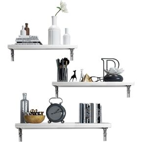 evron Floating Shelves Wall Mounted Set, Water Proof Wall Shelves for Living Room, Dining Room, Bedroom, Kitchen, Office and Greenhouse (Silver Grey Set of 3)