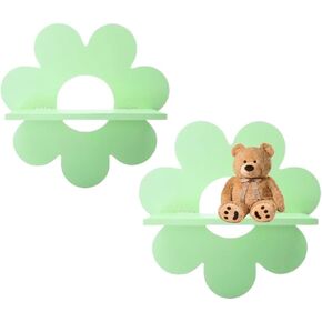 Daisy Shaped Decorative Wall Shelves, Set of 2, Light Pastel Mint Green, 10 x 10 x 4 inches, Hanging Hardware Included, DaisyWallShelfSetof2 in Saudi Arabia