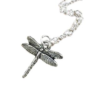 Teeny Tiny Silver Dragonfly Necklace - Cute Insect Dragonfly Charm Necklace