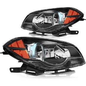 ROADFAR - Headlight Assembly For Chevrolet For Malibu 2008-2012 A Pair Of Black Headlamp Driver/Passenger Side Replacement