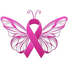 Butterfly Breast Cancer Awareness Vinyl Decal Sticker - Car Truck Van SUV Window Wall Cup Laptop - One 5.5 Inch Decal - MKS1323