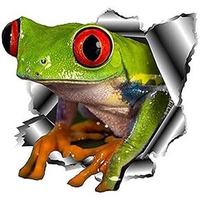 EARLFAMILY 5.1'' 3D Frog Car Stickers Torn Metal Car Hood Decal Reflective Sticker Funny Animal Car Styling Accessories Bumper Trunk Decor