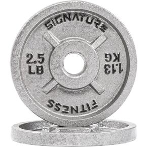 Signature Fitness Deep Dish 1-Inch Standard Cast Iron Weight Plates with E-Coating