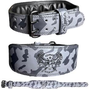 Leather Weightlifting Belt for Powerlifting, Bodybuilding, Deadlifting, Squatting, Lower Back Support Adjustable Buckle for Men & Women - Camo Series