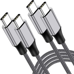 20FT USB-C to USB-C Cable 60W Fast Charge, Long Nylon,Type C Charger Cord for,Apple-iPhone 15/15plus/15pro/15pro max,Sam-Sung Galaxy S23 S22,Pixel 5/4 XL,One-Plus 8T,PS5,Grey