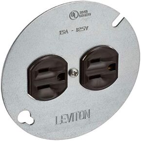 Leviton 1228 15 Amp 125 Volt, Duplex Receptacle, with 4" Metal Cover, Residential Grade, Grounding, Brown