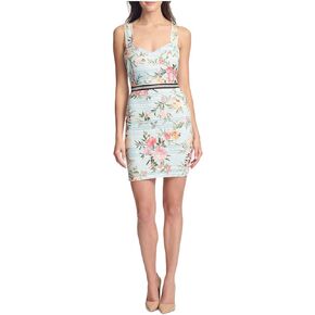 GUESS Women's Printed Lace Sheath Contemporary Dress
