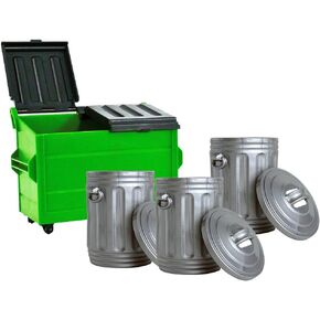 Green Dumpster & 3 Trash Cans for Wrestling Action Figures