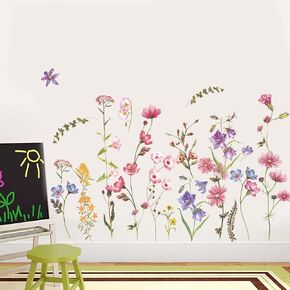 6 Pieces Flowers Wall Decals Peel and Stick Floral Wall Stickers Colorful Garden Bouquet Wall Art Mural Decor for Kids Room Nursery Classroom Bedroom Bathroom Decor