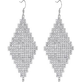 Fashion Alloy Hook Earrings Chandelier Rhinestones Earrings Long Dangle Drop Earrings