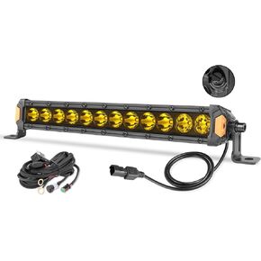 14 Inch LED Light Bar Slim 60W Single Row Driving Light Bar with Wiring Harness Amber Off Road Light Combo Work Light Super Bright Fog Lights for Trucks SUV ATV UTV Pickup Boat