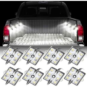 AUTOXBERT LED Truck Pickup Bed Light Kit, 48 White LED Waterproof Universal Lighting Set with Switch, 8PCS Exterior Automotive Lighting Accessories for Pickup Trucks