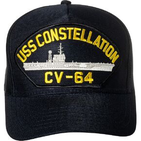 United States Navy USS Constellation CV-64 Supercarrier Ship Emblem Patch Hat Navy Blue Baseball Cap