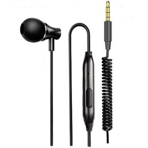 k8 Single Side Earphone in-Ear Stereo to Mono Earbud Headphones,3.5mm Plug Metal Noise Isolating Earplugs with mic,Spring Coil Reinforced Cord