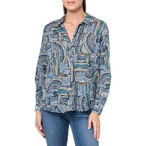 NIC+ZOE Women's Mosaic Mix Crinkle Shirt
