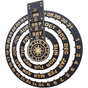 ABOOFAN Perpetual Calendar Pendant Divination Calendar 2023 Resin Molds Wall Wooden Perpetual Calendar Farmhouse Table Top Decor Wooden Wall Ornament Weekly Calendar To Rotate Moon Boxwood