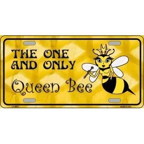 Queen Bee Yellow Metal Novelty License Plate Tag LP-6873