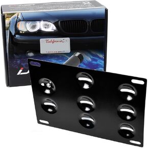 iJDMTOY No Drill Front Bumper Tow Hook License Plate Mounting Bracket Adapter Kit Compatible with BMW 3 5 6 Series, X5, Mini Cooper R50 R52 R53 R55 R56 R57 R58 R59