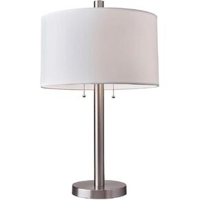 Adesso 4067-22 Boulevard Floor Lamp, 61 in., 2 x 100 W Incandescent/26W CFL, Brushed Steel Finish, 1 Tall Lamp