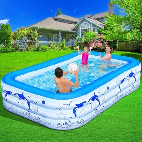 Inflatable Pool, 2024 Upgraded Family Inflatable Swimming Pool for Kids,Adults, Blow up Pool Solar Powered, Large Kiddie Pool, Adult Inflatable Pool 100"x65"x25''Oversized Thickened Pool for Backyard