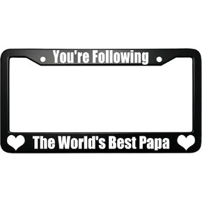 Heartbeat Pet Paw Dog Mom License Plate Frame for Women/Men, Black Stainless Steel Car Tag Frame, 6"x12" 2 Holes & Screws Fits Standard US/CA