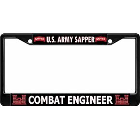 U.S. Army Sapper Combat Engineer Black License Plate Frame