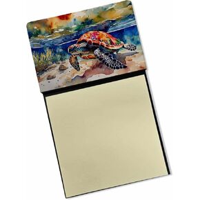 Caroline's Treasures Loggerhead Sea Turtle Sticky Note Holder Refillable Dispenser Self-Sticky Note Pads, Memo Pads Blank Desk Accessories
