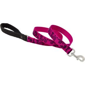 LupinePet Originals 1" Plum Blossom 4-Foot Padded Handle Leash for Medium and Larger Dogs
