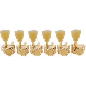 Musiclily Pro Vintage Deluxe 6 inline Guitar Locking Tuners Tuning Pegs Keys Machine Heads Set for Fender Strat Stratocaster/Tele Telecaster Style Electric Guitar, Nickel with Keystone Button