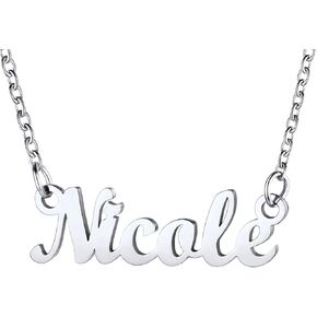 U7 Name Necklace Personalized, Stainless Steel 18K Gold Plated Nameplate Jewelry for Men Women, Multiple Name Necklace, Customized Initial Name Choker Necklace with Curb Chain