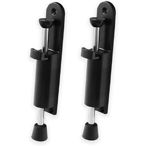 Kickdown Door Stop 2-Pack Easy Step Door Stopper Spring Loaded Telescopic Step On/Off Door Stopper Rubber Adjustable Heavy Duty Door Locks Holder Stop/Release by Foot (Silver)