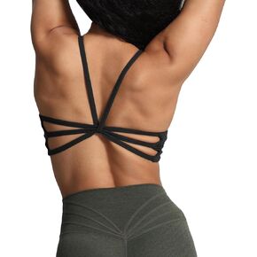 Aoxjox Women's Workout Sports Bras Ruched Rachel Fitness Backless Training Gym Bra Yoga Crop Tank Top