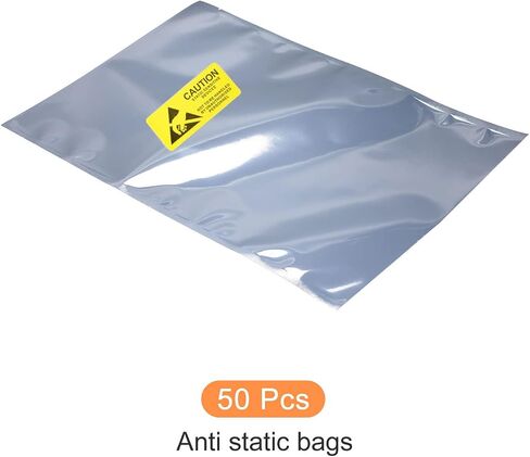 Anti Static Bags ESD Shielding Bags Reusable with Labels, [for Electronic Device GPU Hard Drive SSD HDD Motherboard] - 8x12inch/50pcs in Saudi Arabia