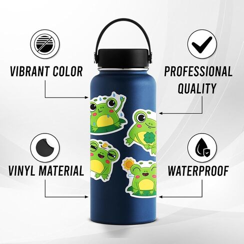 Pack 50 Pcs Cute Animal Frog Stickers for Water Bottles Waterproof Laptop Luggage Helmet Computer Phone Case Teens Adults Girls Boys Aesthetic Sticker Packs Small Vinyl Decals in Saudi Arabia