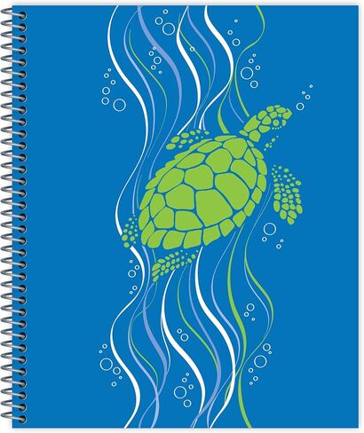 دفاتر ملاحظات بتصميم حلزوني كبير من الورق الجديد، حزمة من 12 قطعة، تصميم السلاحف البحرية، 11 بوصة × 9 بوصة 70 ورقة مثقوبة، صفحات مسطرة جامعية معاد تدويرها بنسبة 100%، نباتية، صنع في الولايات المتحدة الأمريكية in Kuwait