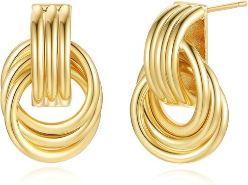 Gold/Silver Chunky Geometric Dangle Earrings for Women Hypoalleagenic14k Gold Plated Lightweight Statement Knot Dangle Earrings for Women in Kuwait