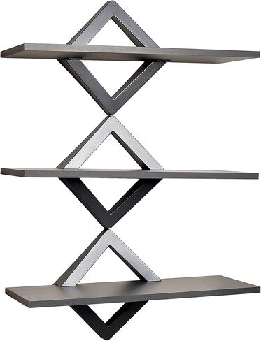 Danya B. Diamonds نظام رفوف مثبت على الحائط بـ 3 مستويات - أرفف عائمة للزينة (أبيض) in Kuwait